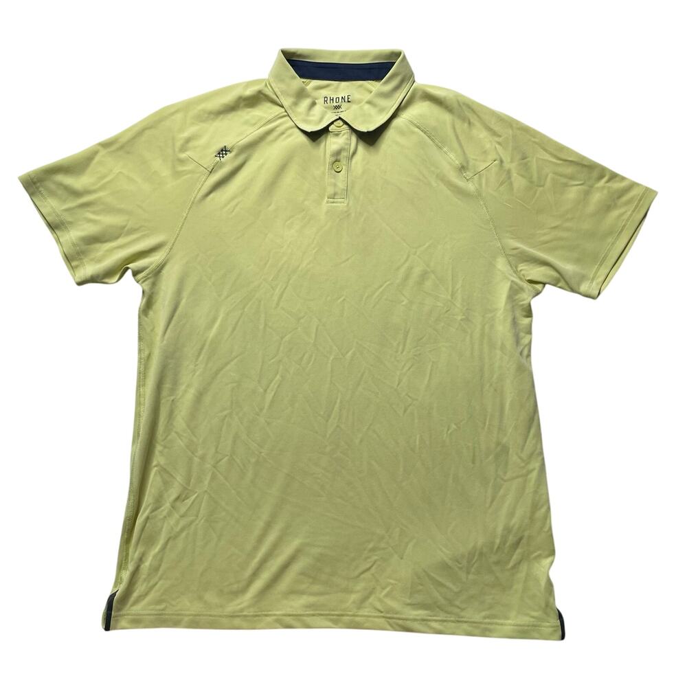 Rhone Reign Short Sleeve Polo Shirt Yellow Sz Large Men's Performance Wicking